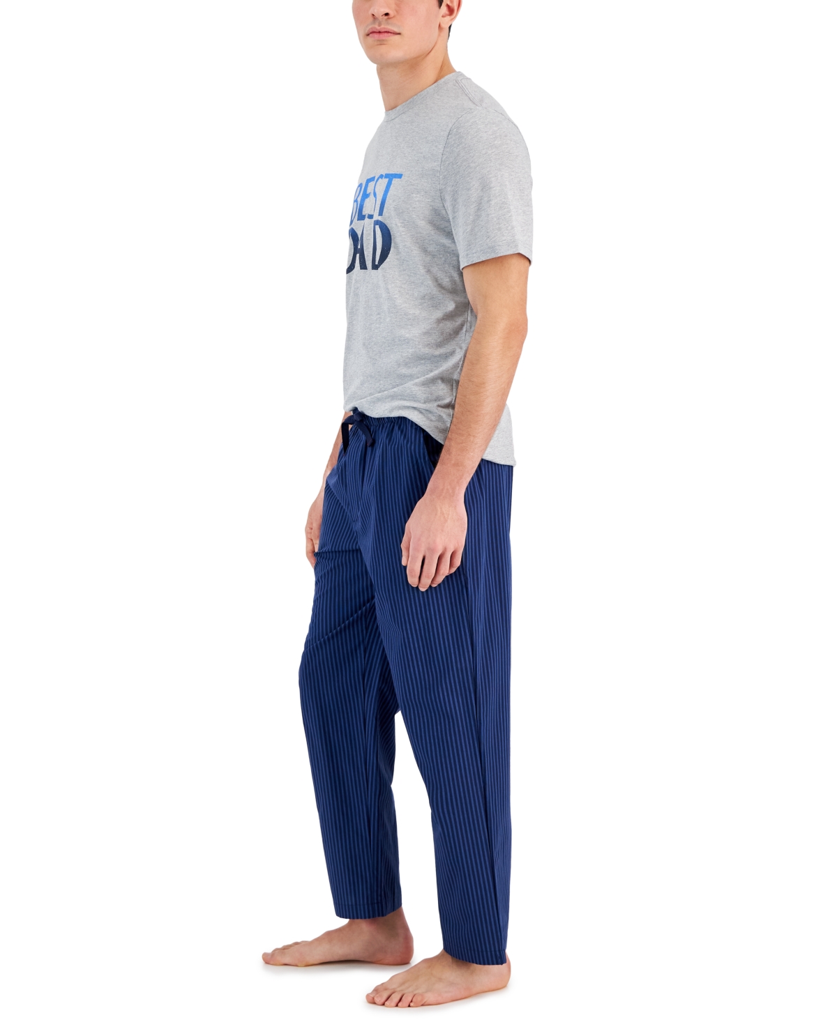 Shop Club Room Men's 2-pc. Best Dad Graphic T-shirt & Stripe Pajama Pants Set, Created For Macy's In Fday Set