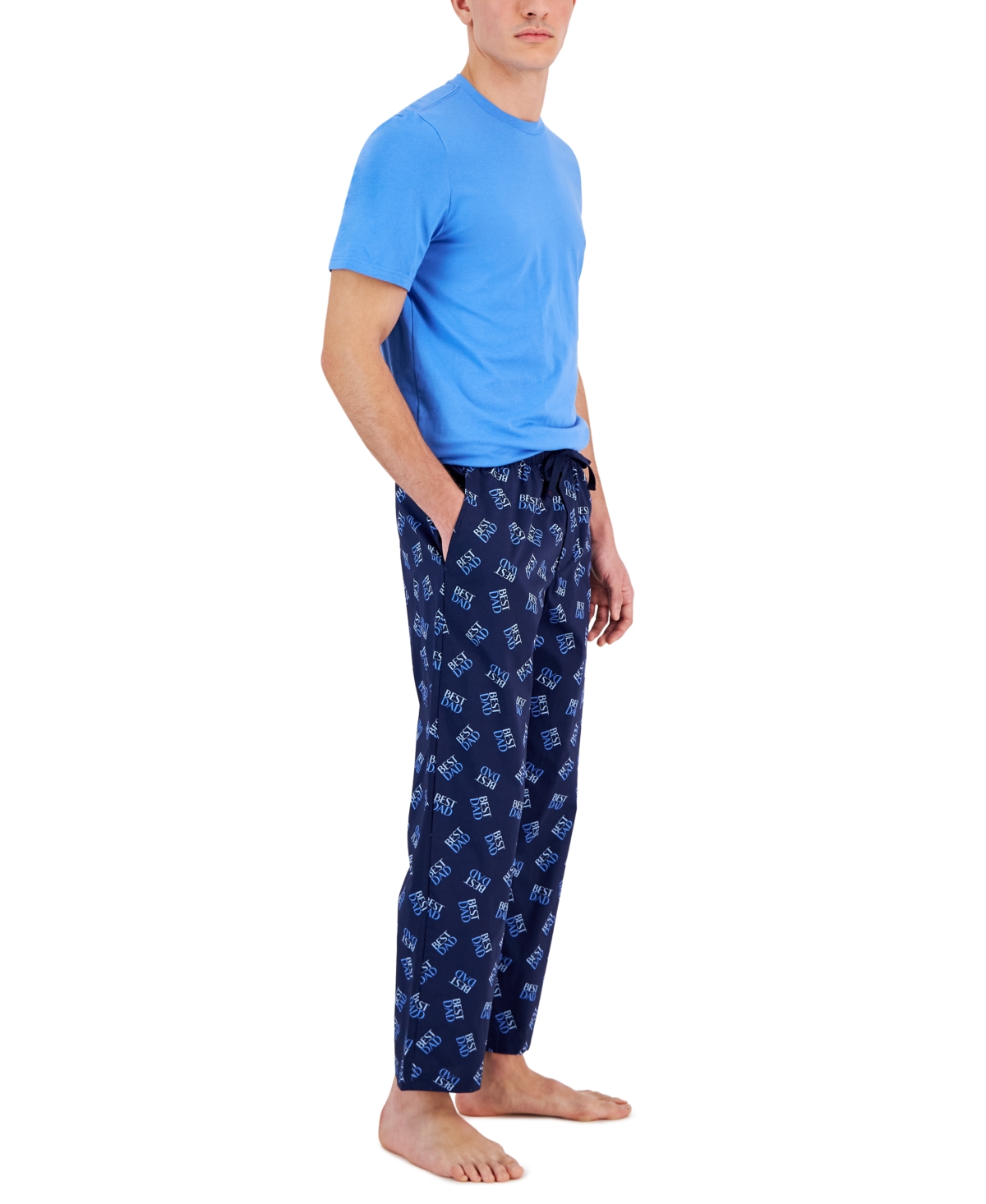 Shop Club Room Men's 2-pc. Solid T-shirt & Best Dad Printed Pajama Pants Set, Created For Macy's In Fday Set