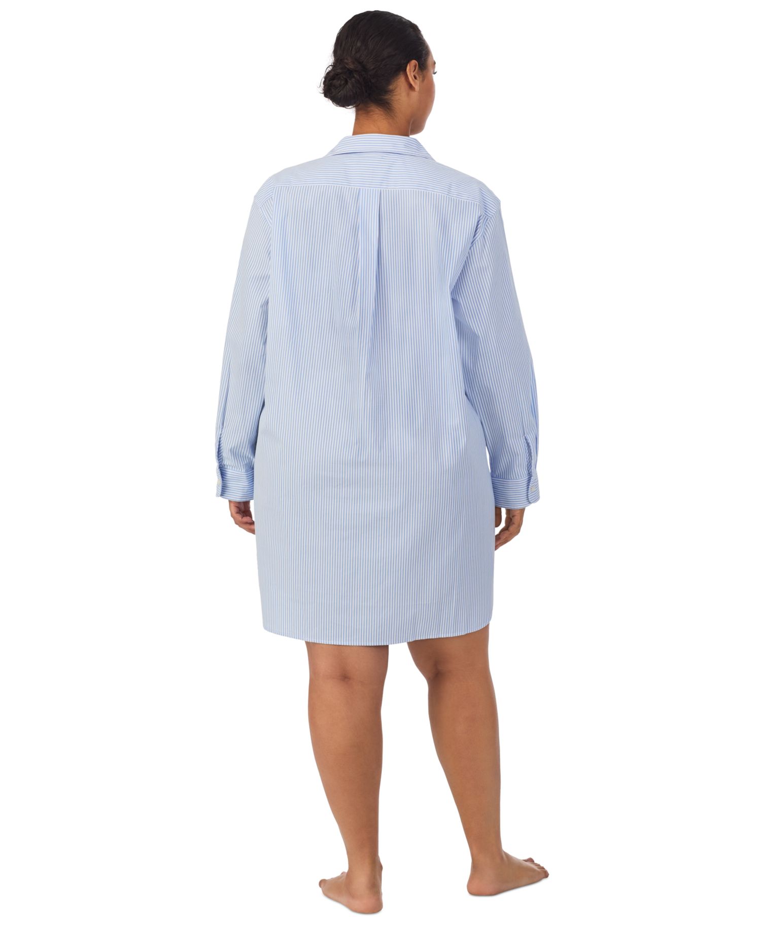 Plus Size Long-Sleeve Roll-Tab His Shirt Sleepshirt