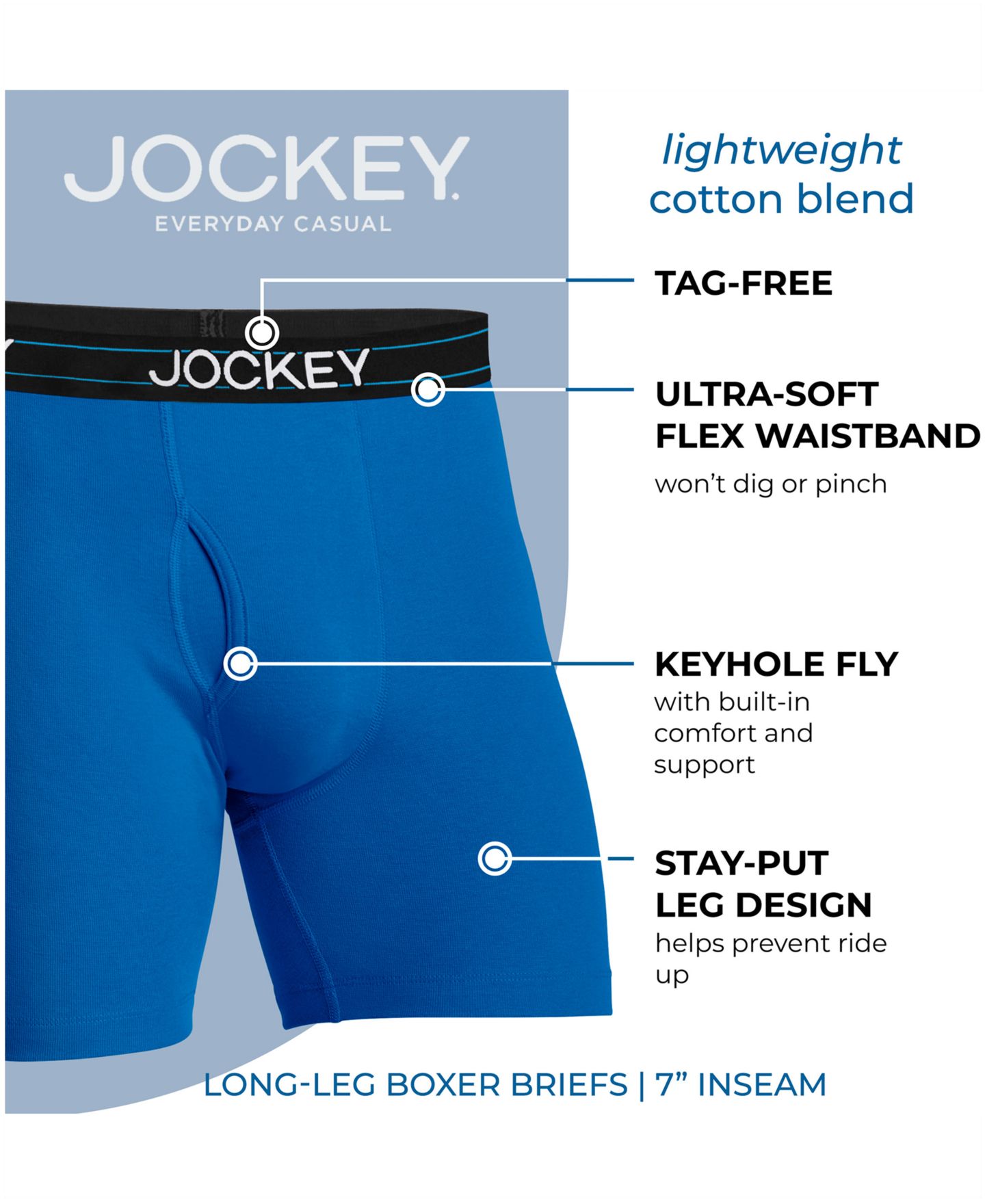 Трусы-боксеры Leg для мужчин, хлопок — Jockey, цвет: Чёрный / Угольный меланжевый — фото 5