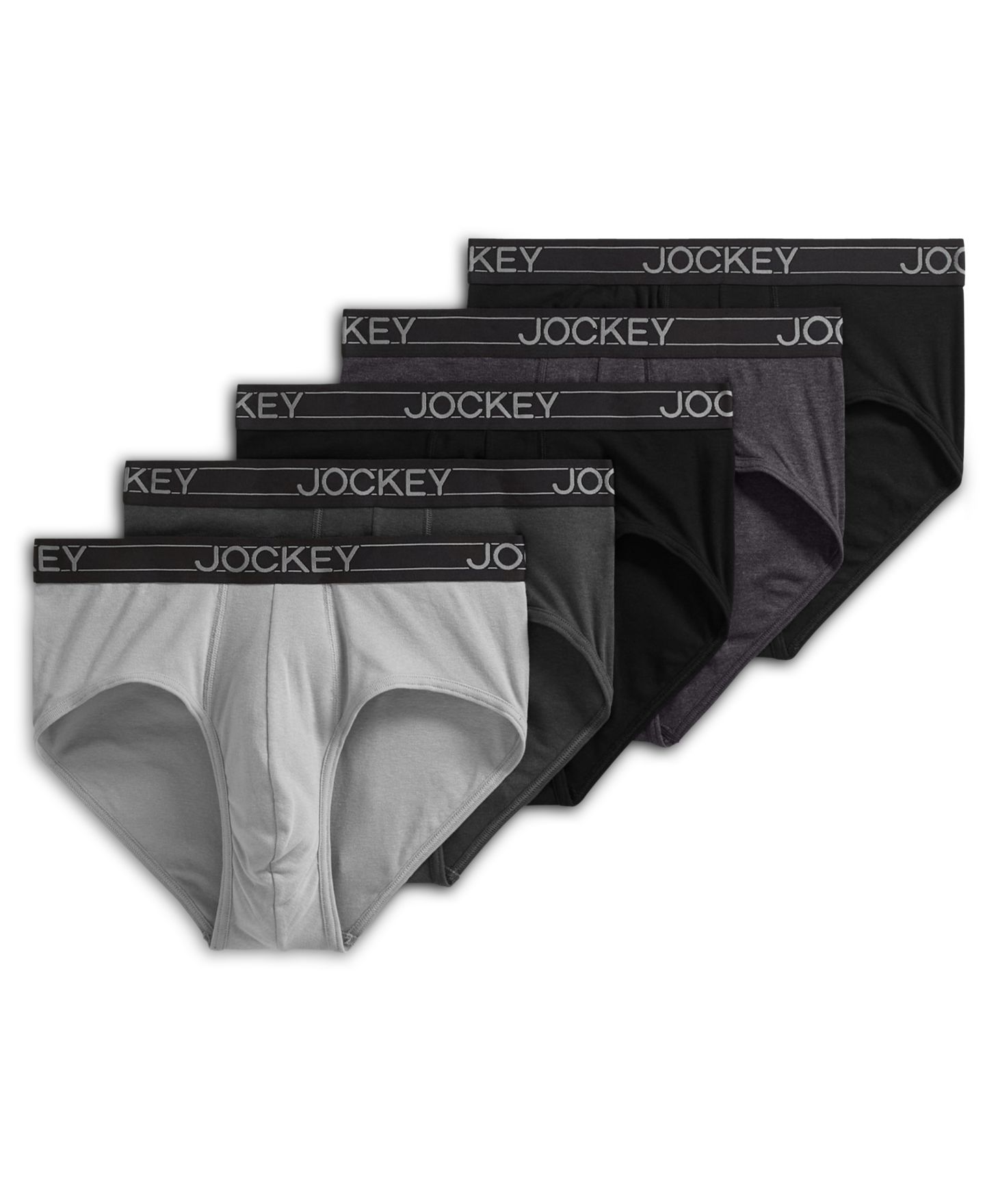 Трусы-брифы для мужчин, с логотипом, хлопок, 5 шт. — Jockey, цвет: Чёрный / Угольный меланжевый — фото 1