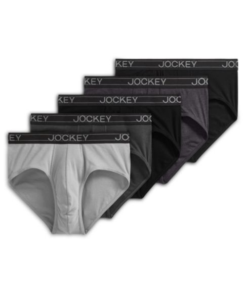 Трусы-брифы для мужчин, с логотипом, хлопок, 5 шт. — Jockey, цвет: Чёрный / Угольный меланжевый