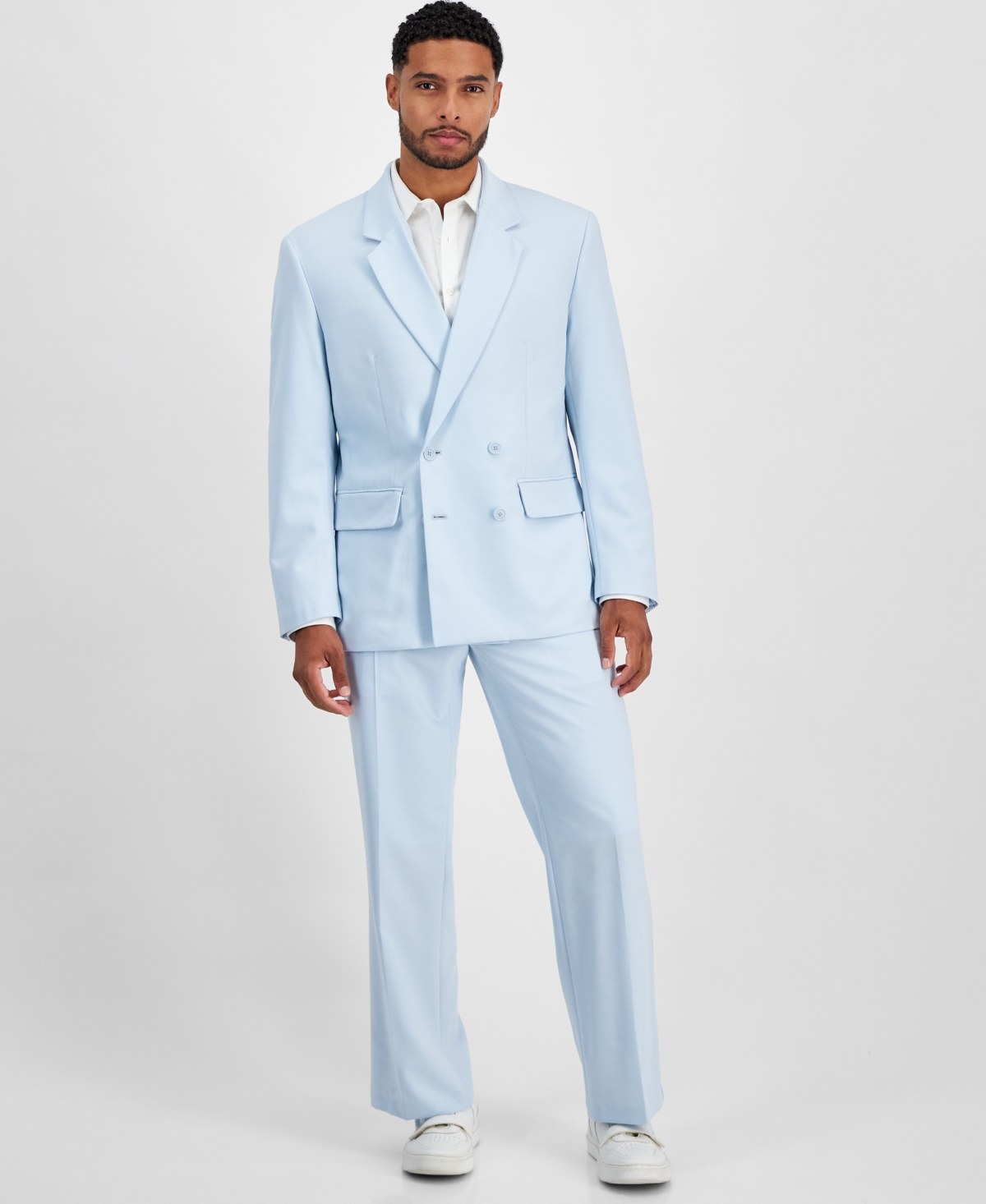 Men's Double-Breasted Blazer, Created for Macy's - Dream Cloud Blu