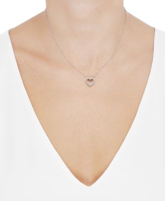 Diamond Double Heart Pendant Necklace (1/4 ct. t.w.) in 14k Two-Tone Gold, 16" + 2" extender