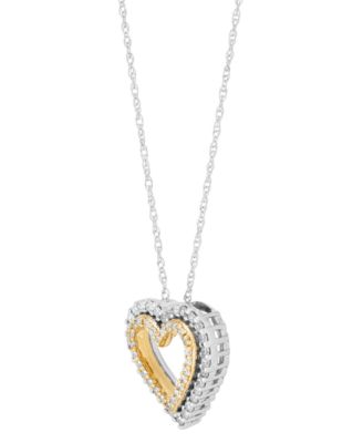 Diamond Double Heart Pendant Necklace (1/4 ct. t.w.) in 14k Two-Tone Gold, 16" + 2" extender