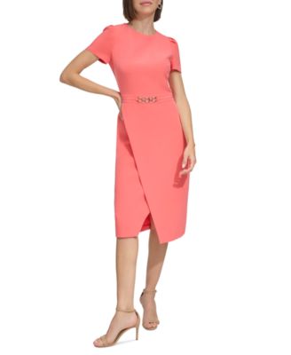 Tommy Hilfiger - Women's Clasp-Waist Split-Hem Midi Dress