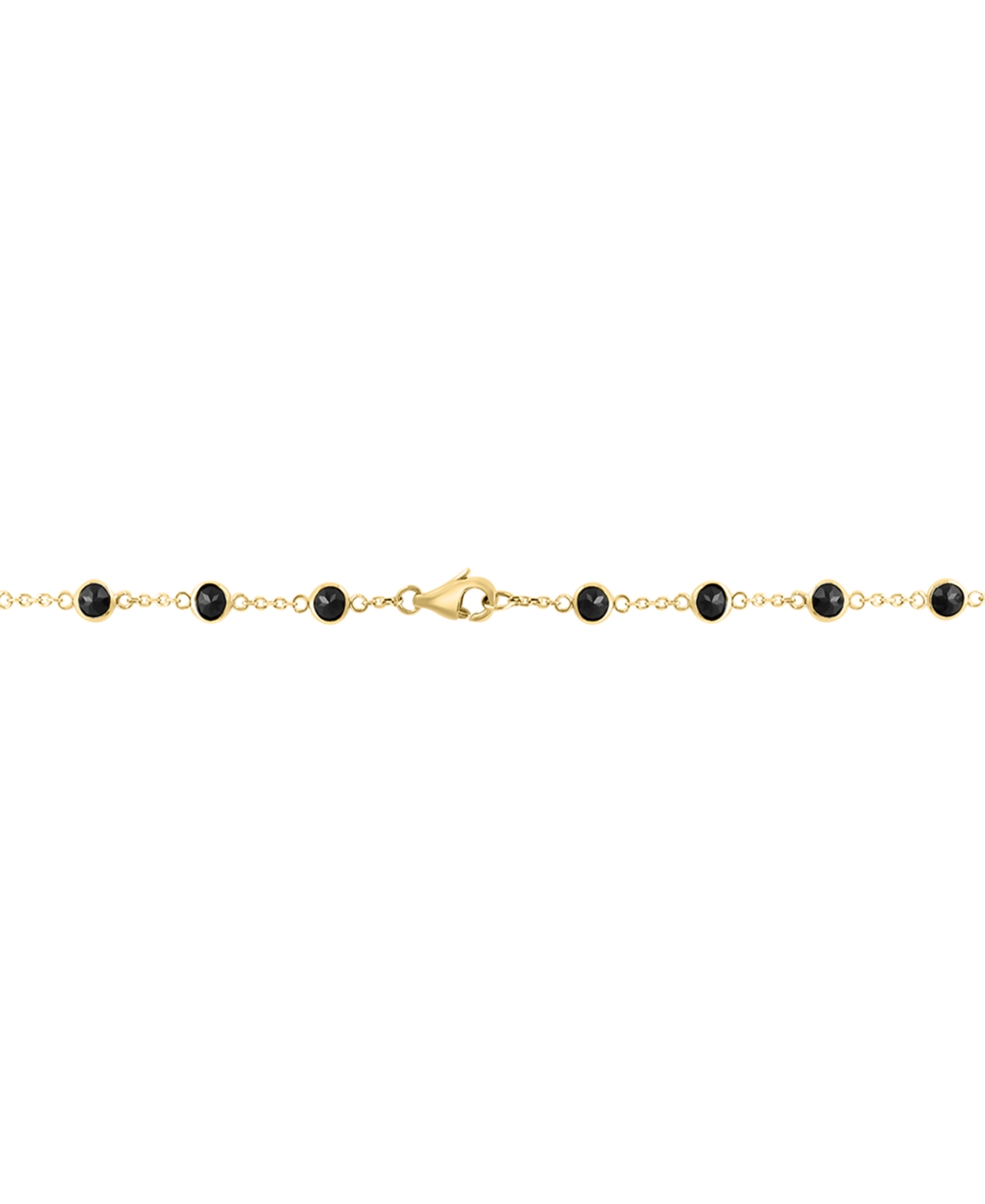 Effy Collection Effy Onyx Bezel Station & Chain 18" Collar Necklace In 14k Gold In Yellow Gol