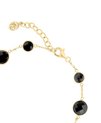 EFFY&reg; Onyx Bezel-Set Graduated Station Link Bracelet in 14k Gold