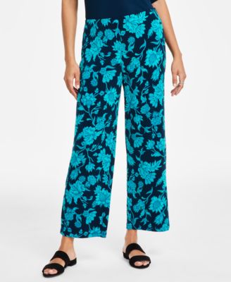 JM Collection - Women's Elena Printed Wide-Leg Knit Pull-On Pants