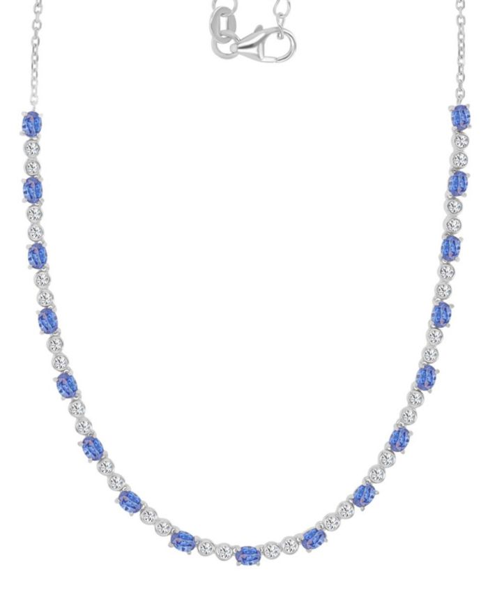 Cubic Zirconia Oval & Round Tennis Necklace, 18" + 2" extender