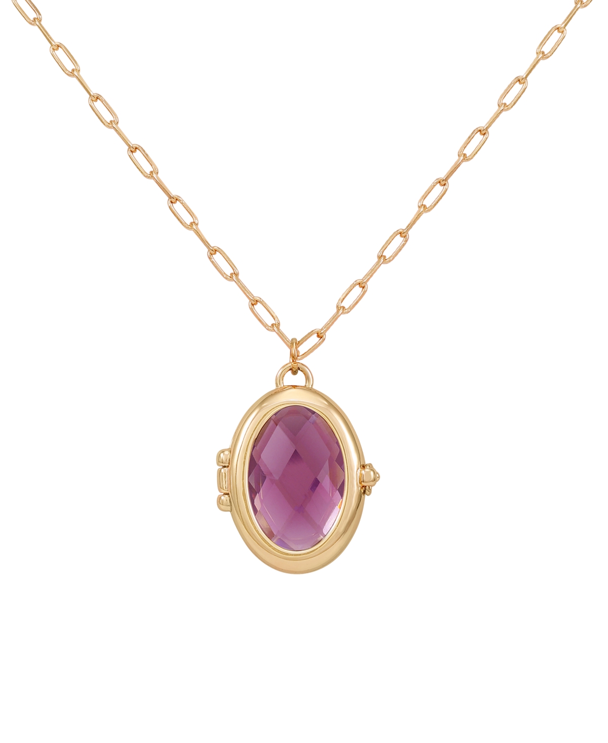Guess Gold-tone Removable Stone Oval Locket Pendant Necklace, 18" + 3" Extender In Amy
