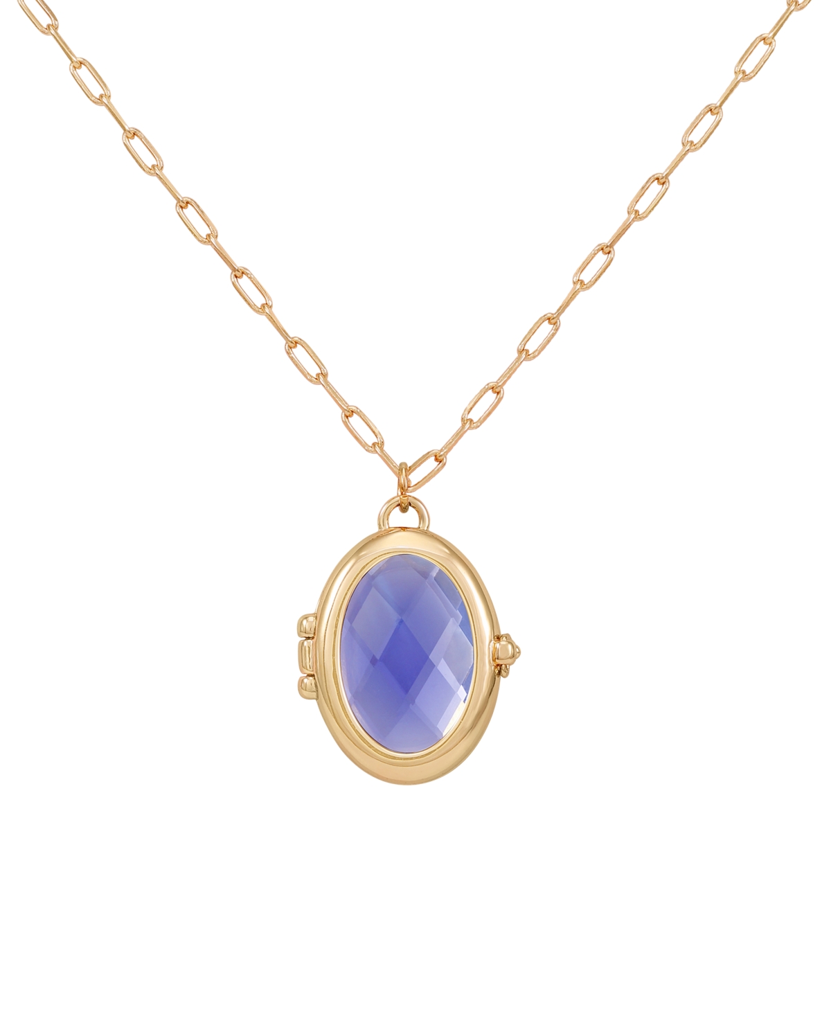 Guess Gold-tone Removable Stone Oval Locket Pendant Necklace, 18" + 3" Extender In Gold,alexandrite