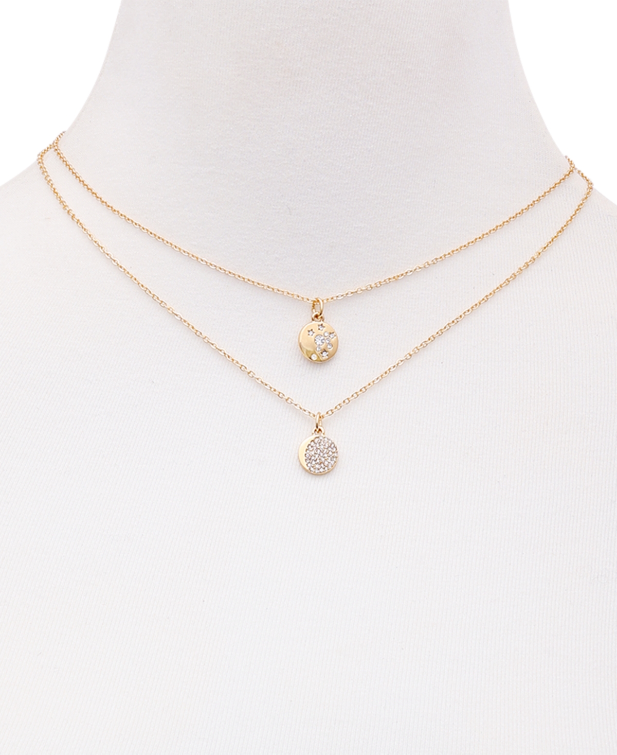Shop Guess Gold-tone 2-pc. Set Crystal Celestial Pendant Necklaces, 16" + 2" Extender