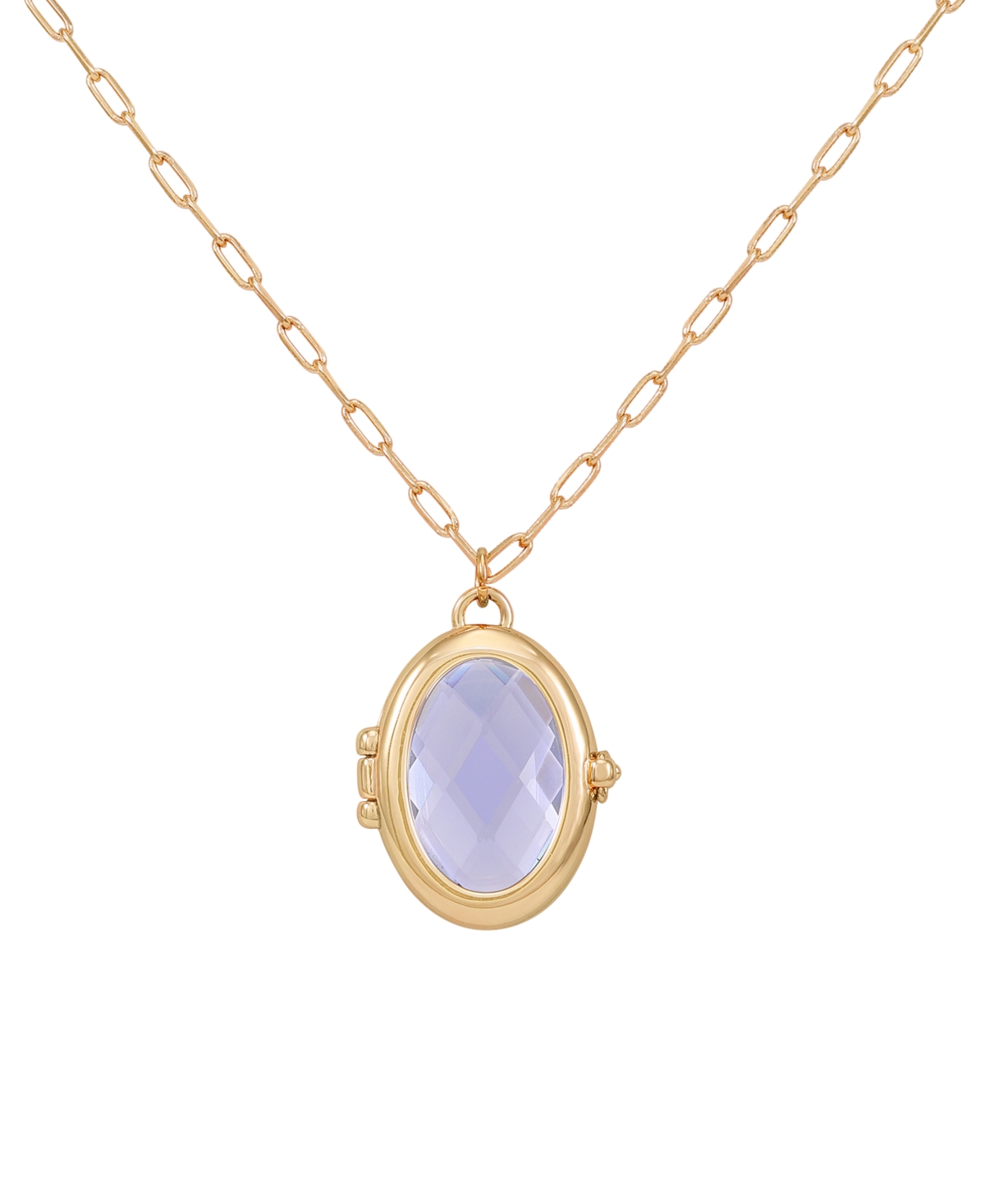 Guess Gold-tone Removable Stone Oval Locket Pendant Necklace, 18" + 3" Extender In Tanz