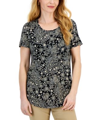 JM Collection - Women's Paige Paisley Printed Knit Top