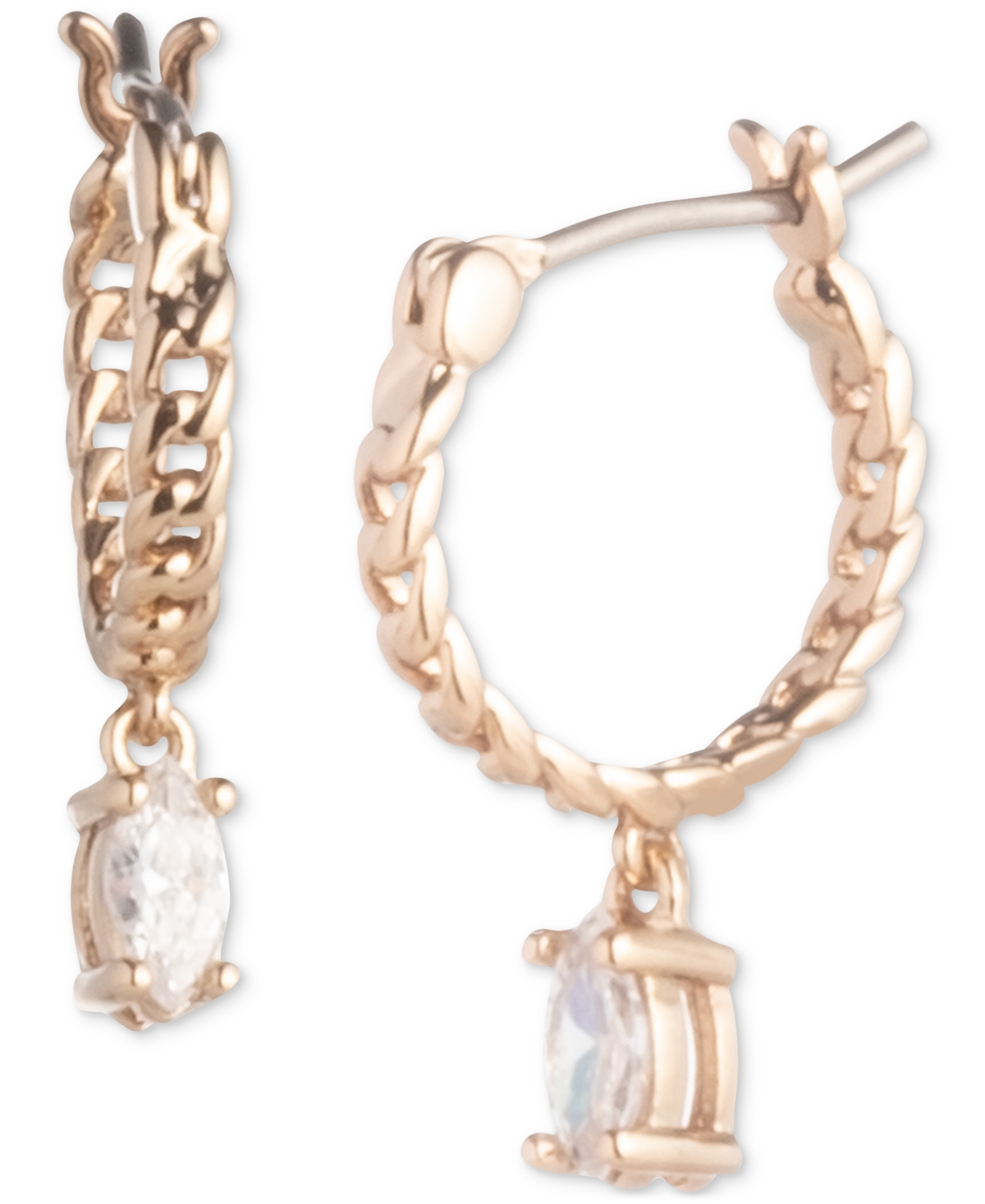 Shop Givenchy Gold-tone Cubic Zirconia Charm Chain Link Hoop Earrings In Crystal Wh