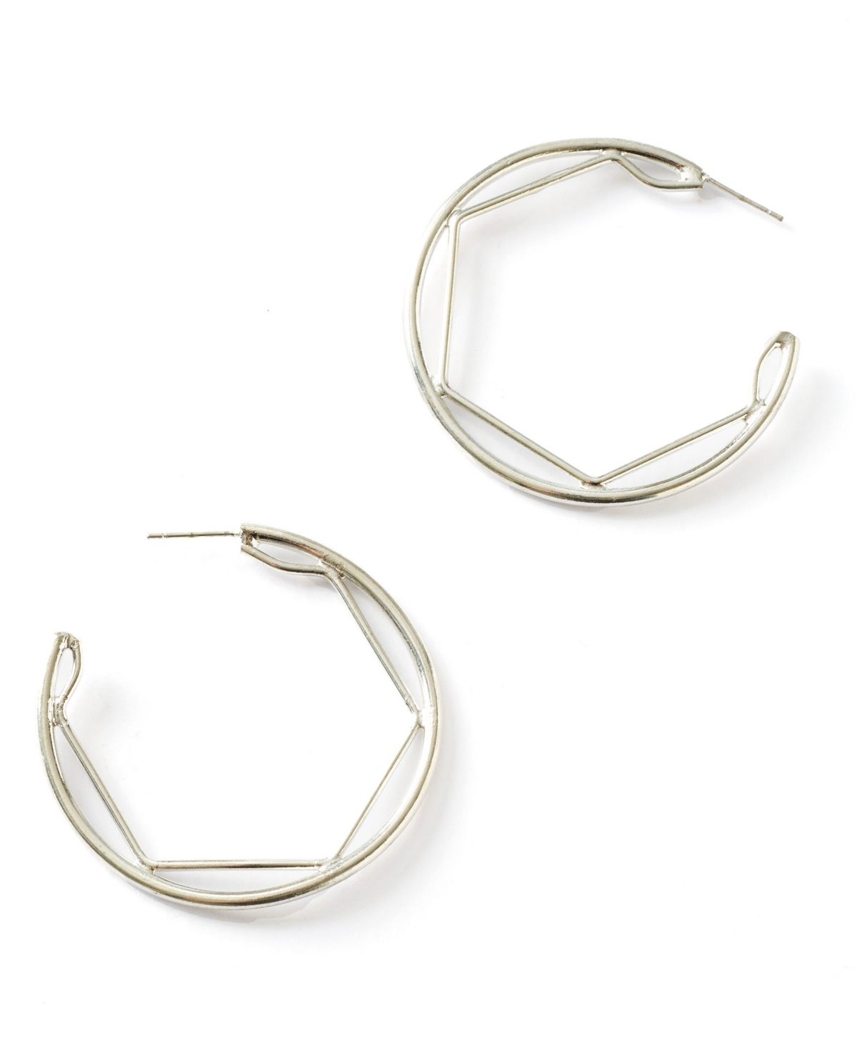 Bhavani Silver-Tone Geometric Hoop Earrings - Silver