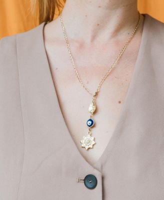 Drishti Evil Eye Charm Drop Necklace