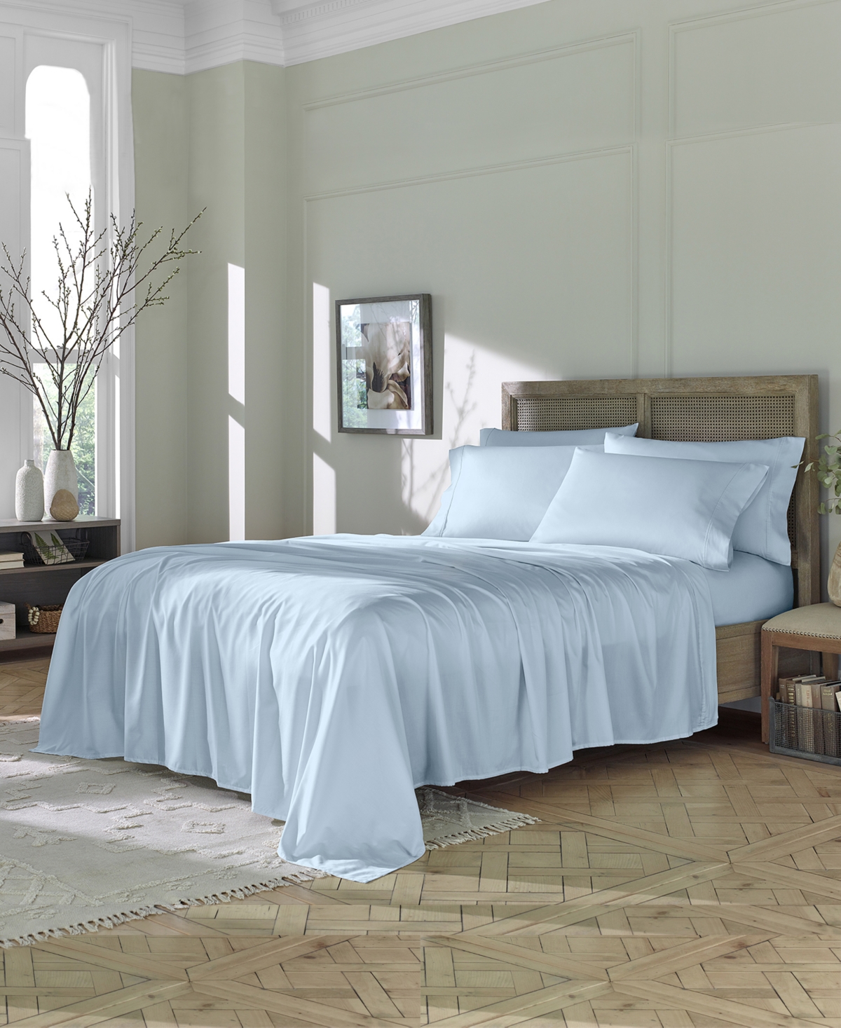 Shop Clara Clark Eucalyptus Unique Lyocell Blend Fabric Soft Natural And Durable, 6 Piece Sheet Set, King In Powder Blue