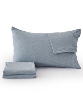 Heathered Melange T-shirt Jersey Knit Cotton Blend 4 Piece Sheet Set, Twin XL