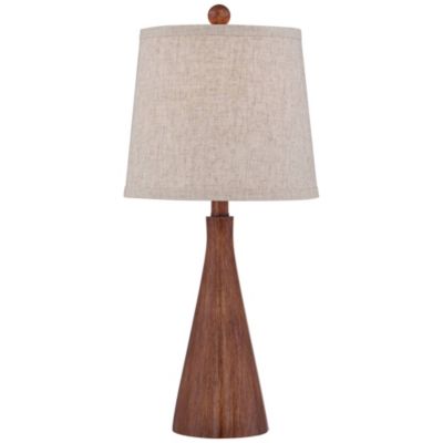 Fraiser Modern Accent Table Lamp 23 1/2" High Brown Faux Wood Oatmeal Drum Shade for Bedroom Living Room Bedside Nightstand Office Kids