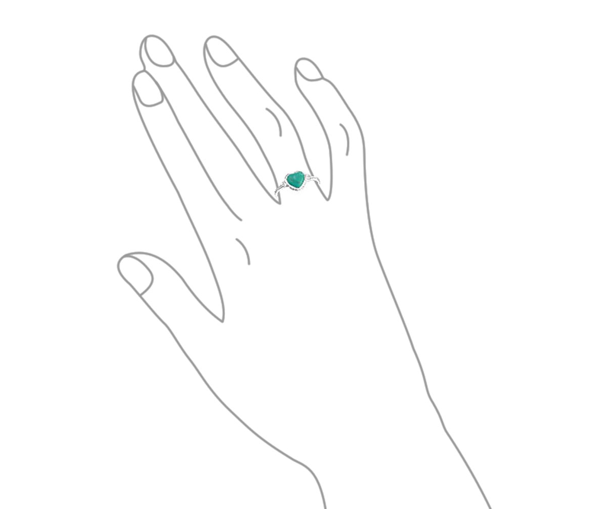 Bling Jewelry Blue Natural Stabilized Turquoise Bezel Heart Ring For Women For For Sterling Silver