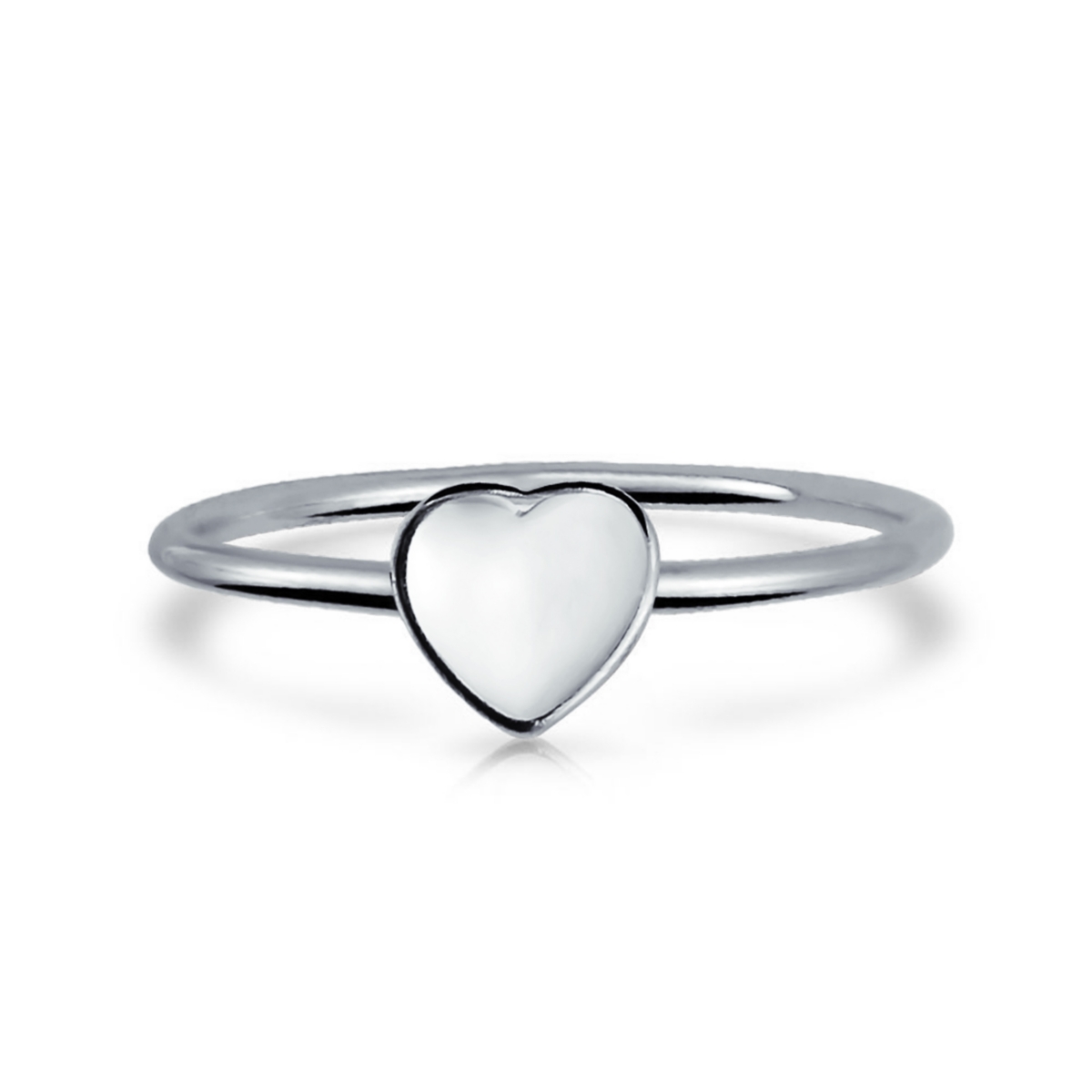 Bling Jewelry Tiny Minimalist Blank Plain Flat Heart Shape Signet Ring Sterling- Silver