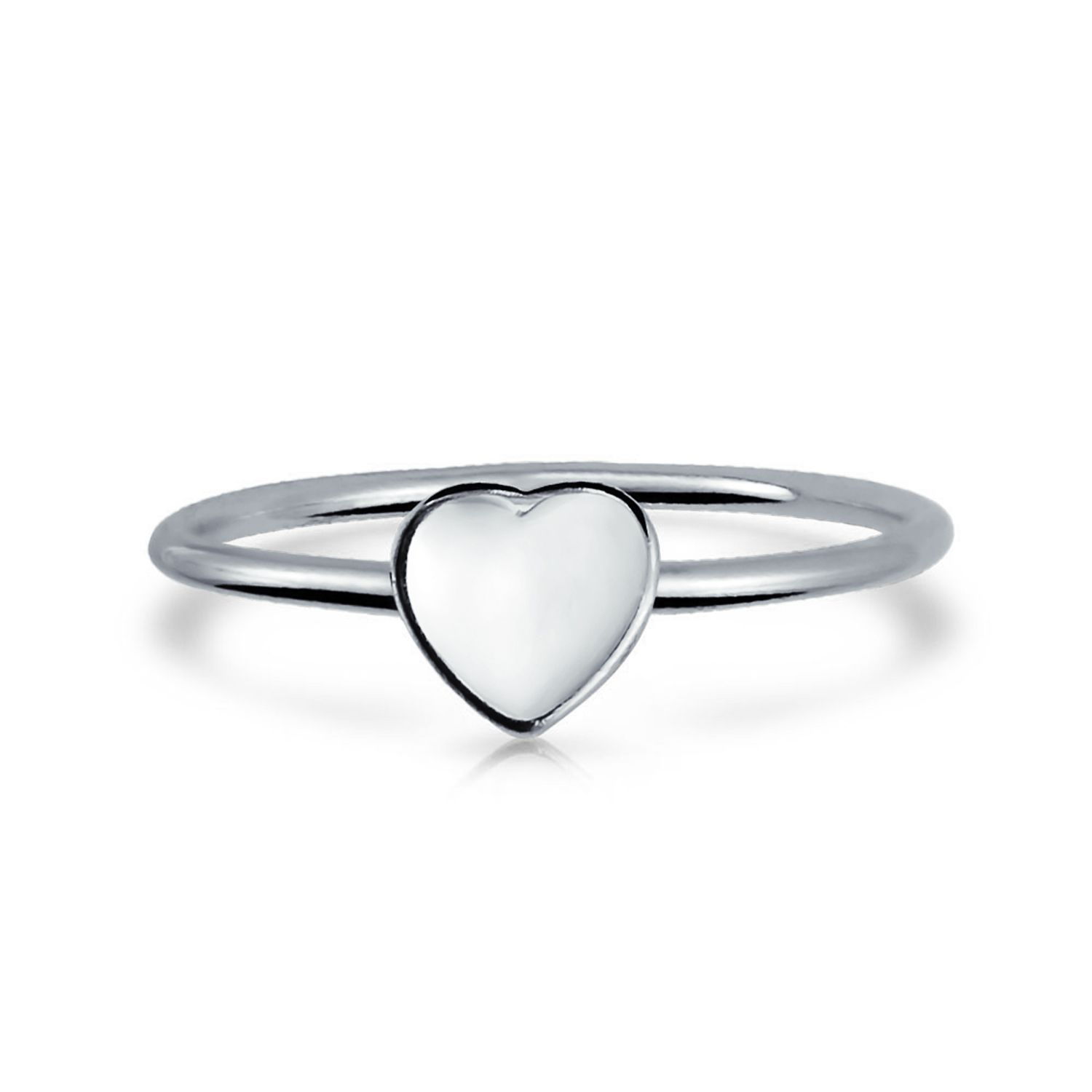 Tiny Blank Heart Shape Initial Monogram Signet Ring .925 Sterling Silver