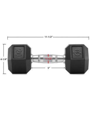 Rubber Coated Hex Dumbbell Hand Weights, 20 lb Pair