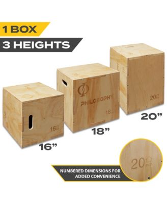 3 in 1 Wood Plyometric Box -  20" x 18" x 16" Jumping Plyo Box for Training and Conditioning
