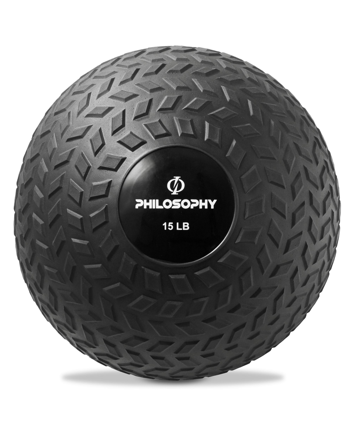 Slam Ball, 15 Lb - Weighted Fitness Medicine Ball with Easy Grip Tread - Black