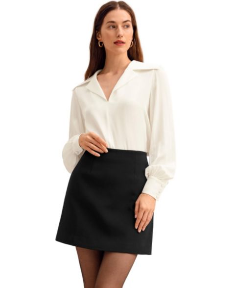 Женская блузка LILYSILK The Cervina V-Neck Silk, цвет: Кремовый белый