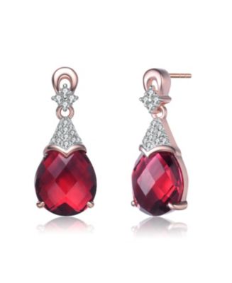 2 Charm A Goccia In Argento 925 Con Zirconia Cubica – Colore Rosso Granato, #98057
