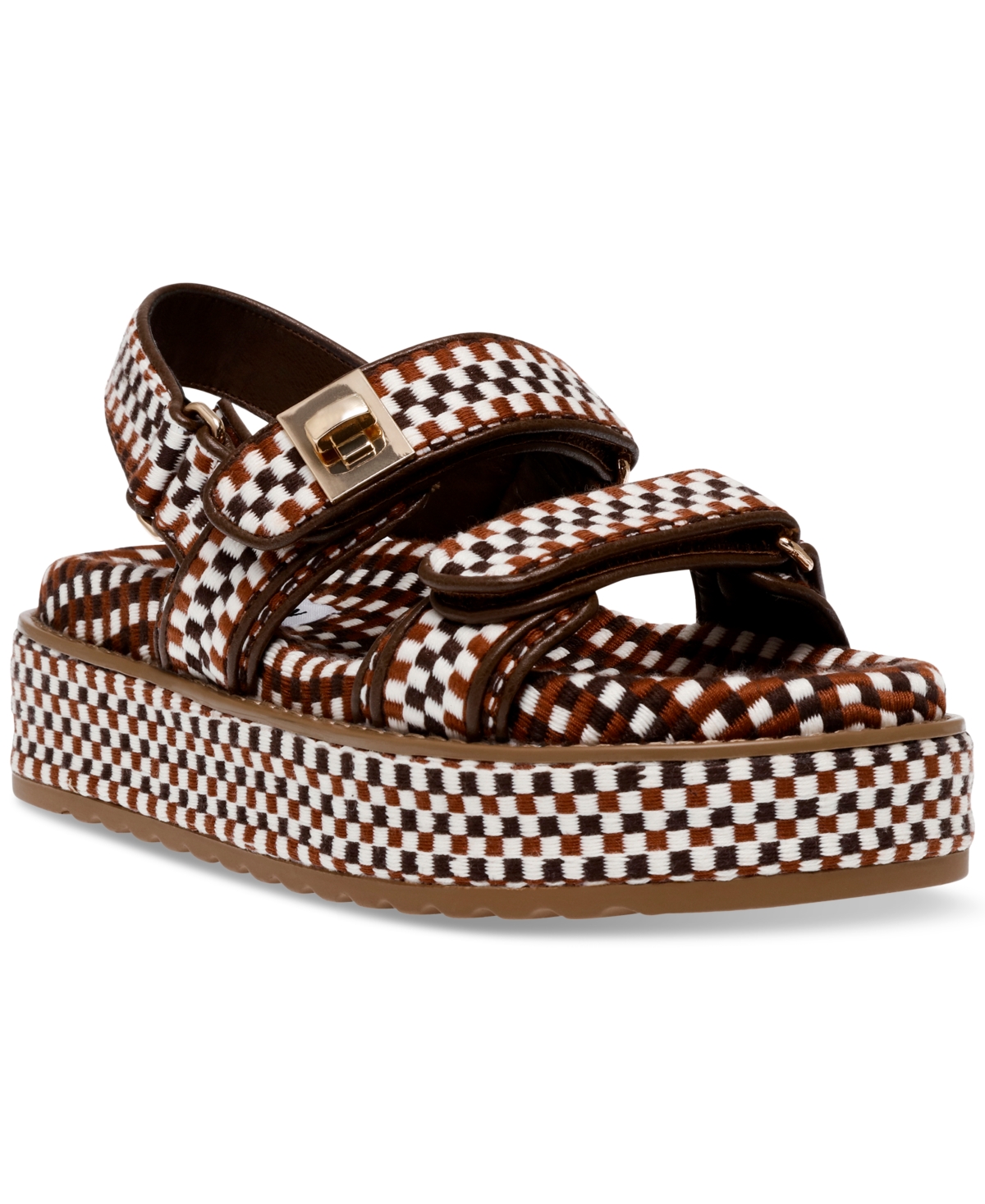 Steve Madden Women's Bigmona Platform Footbed Sandals In Brown Checkered Multi