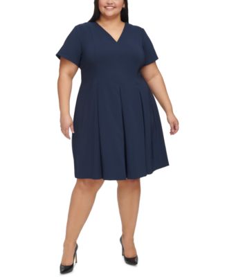 Tommy Hilfiger Plus Size V-Neck Fit & Flare Dress - Sky Captain | Smart  Closet