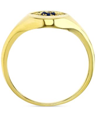 Cubic Zirconia Evil Eye Signet Ring in 14k Gold-Plated Sterling Silver