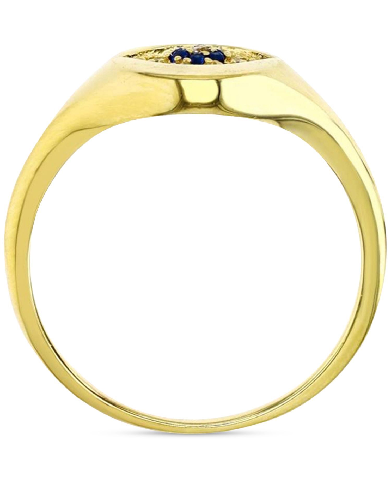 Cubic Zirconia Evil Eye Signet Ring in 14k Gold-Plated Sterling Silver