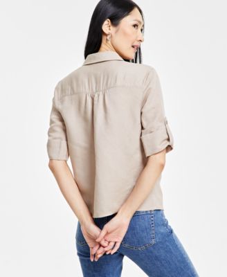 Women's Linen Twist-Hem Blouse, Created for Macy's