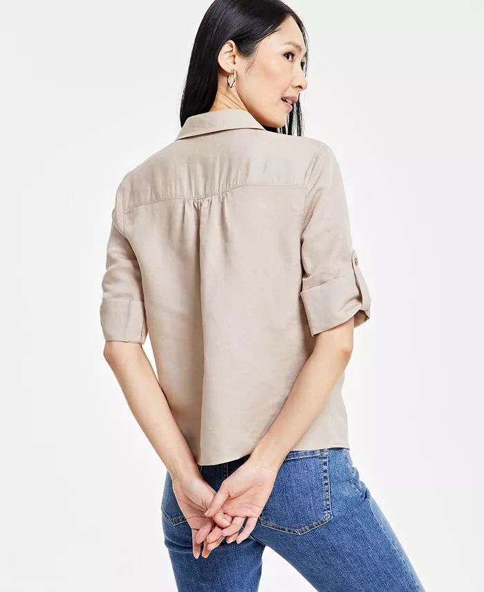 Women's Linen Twist-Hem Blouse - thumbnail 6