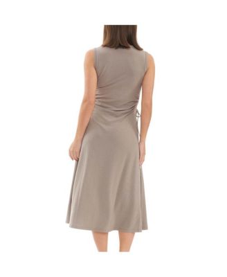 Carol Rib A-line Cut Out Dress Taupe
