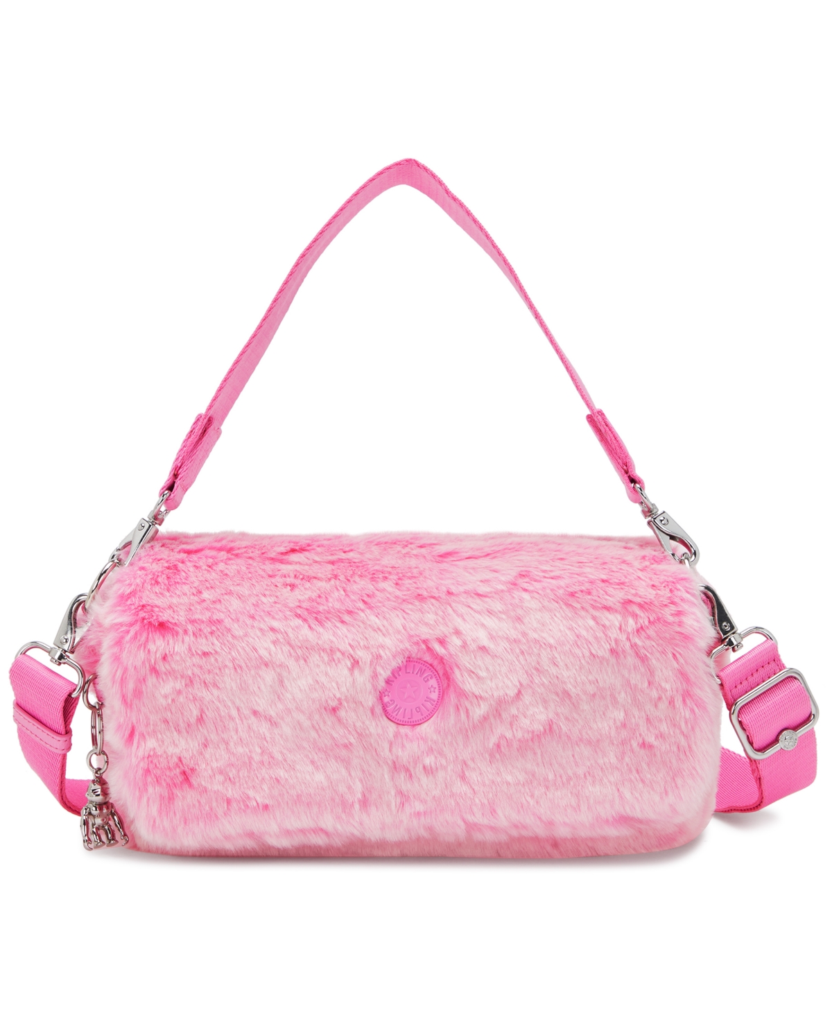 Kipling Aras Furry Shoulder Bag In Valentine Pink
