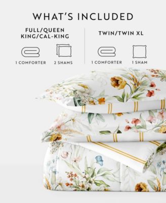 Chintz Floral Stripe 3-Piece Comforter Set, Full/Queen