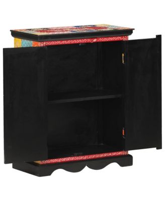 Hand Painted Sideboard 23.6"x11.8"x29.5" Solid Mango Wood