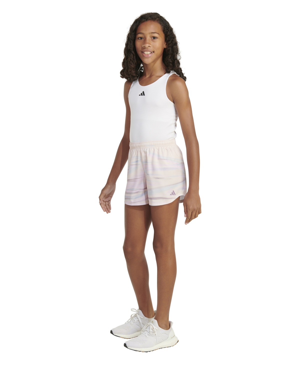 adidas Big Girls Aeroready Elastic Waistband Sublimated No Side-Seam Shorts
