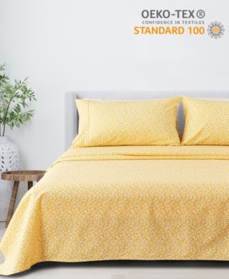 Floral Printed Microfiber 4-Pc. Sheet Set, Queen