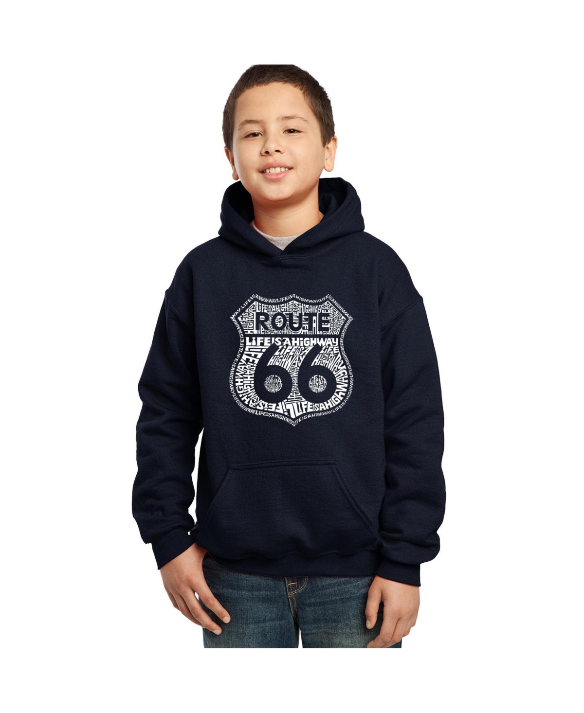 Boy's Word Art Hooded Sweatshirt - Route 66 - Life is a Highway