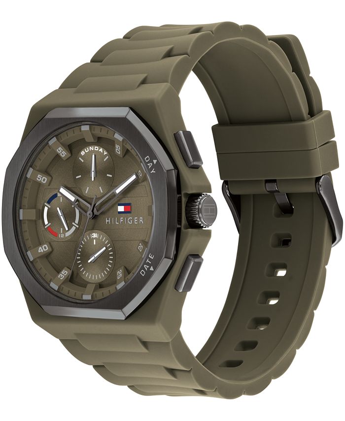 Tommy Hilfiger Men's Multifunction Green Silicone Watch 44mm - Macy's