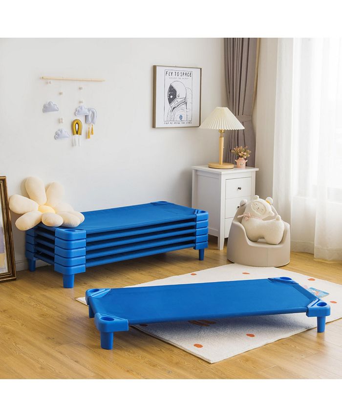 Costway Pack of 6 Kids Stackable Naptime Cot 52'' L x 23'' W Daycare ...