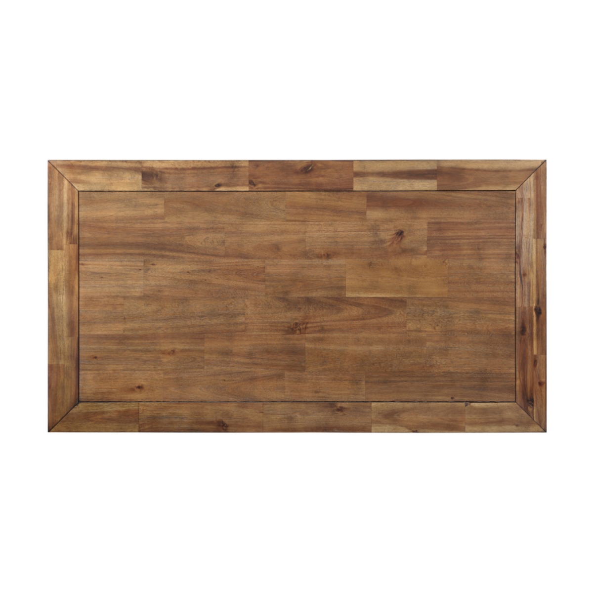 Simplie Fun Rustic-Industrial Cocktail Table - Mixed Media Styling, Antiqued Honey Finish, Bottom Shelf - -khaki