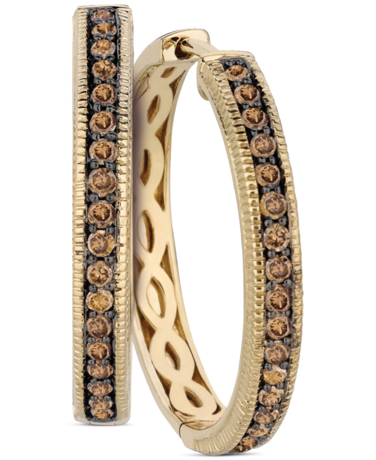 Shop Le Vian Chocolate Diamond Beaded Small Hoop Earrings (5/8 Ct. T.w.) In 14k Gold In No Color